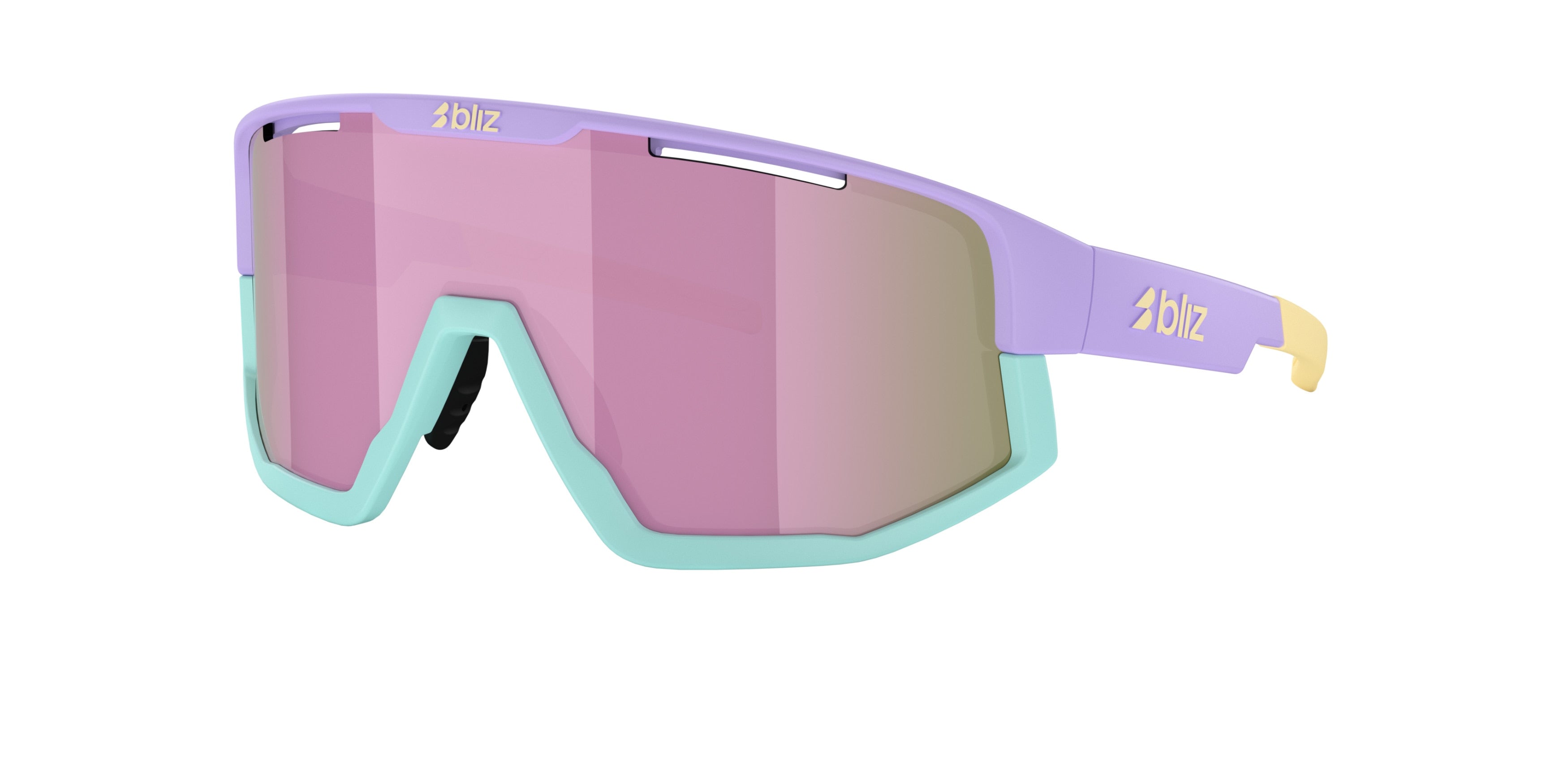 Gafas Sol Bliz Fusion/Púrpura Pastel/Logotipo Amarillo/Marrón Rosa