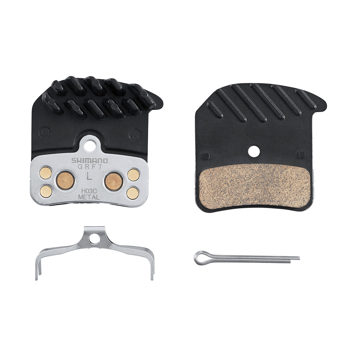 Pastillas Freno Disco Shimano BP-H03C-MF Metal Aletas 1 Par Negro