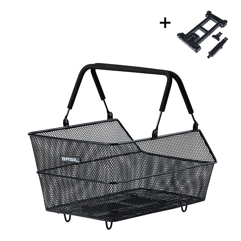 Cesta Trasera Basil Cento Placa MIK 24x39x13.5cm Acero Negro